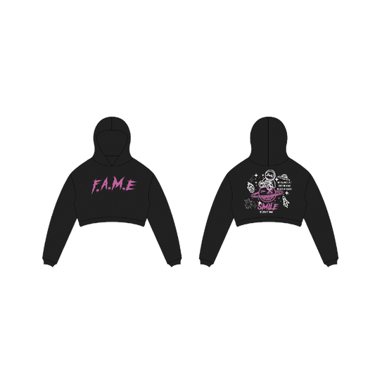 Women BLACK CROPPED HOODIE