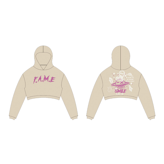 Women BEIGE CROPPED HOODIE